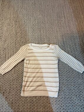 J. Crew Cream and Tan Striped Knit Sweater Top